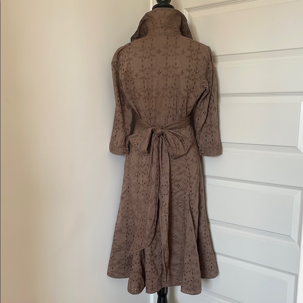 CAbi Faux Wrap Dress Floral Brown Sz 6 - Picture 2 of 13